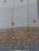 Powder Blue Tissue Linen Knot Work Saree 12