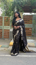 Black Banarasi Raw Silk Saree 32