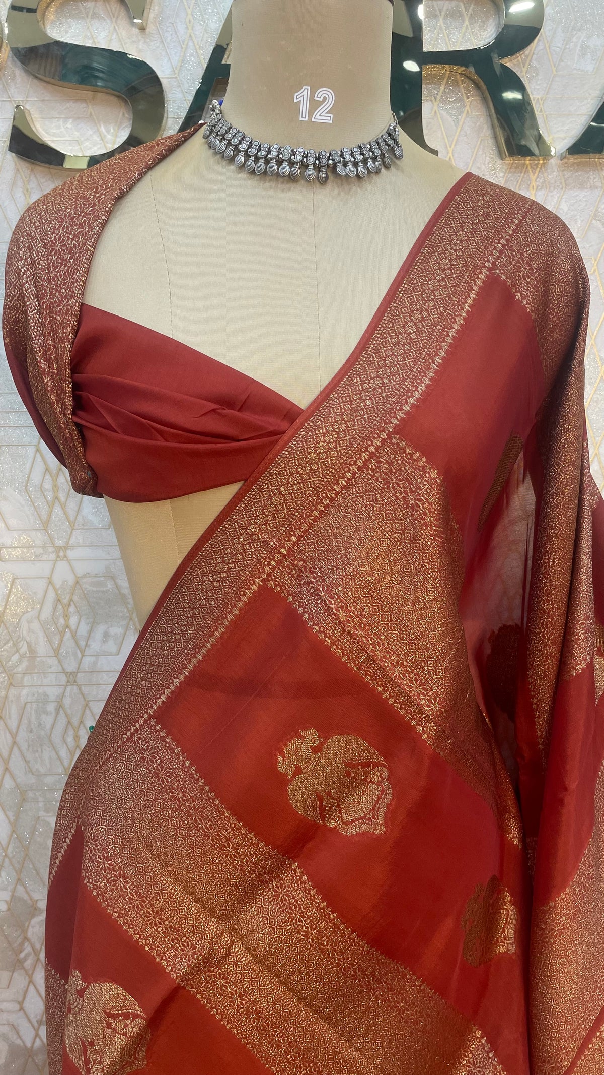 Orange Banarasi Tussur Saree 102
