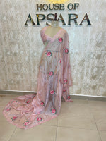 Baby Pink Soft Organza CutWork With Embroidery Saree 40