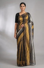 Black Pure Tissue Stripes Saree 11