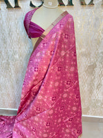 Rani Pink Raw Silk Ikkat Weaving Saree 81