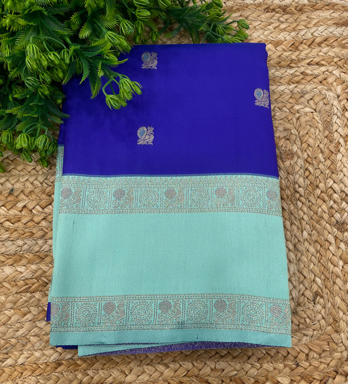 Royal Blue n sky Blue Semi Silk Saree 42