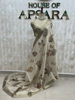 Beige Kanchivaram Tissue Floral Print Saree 35