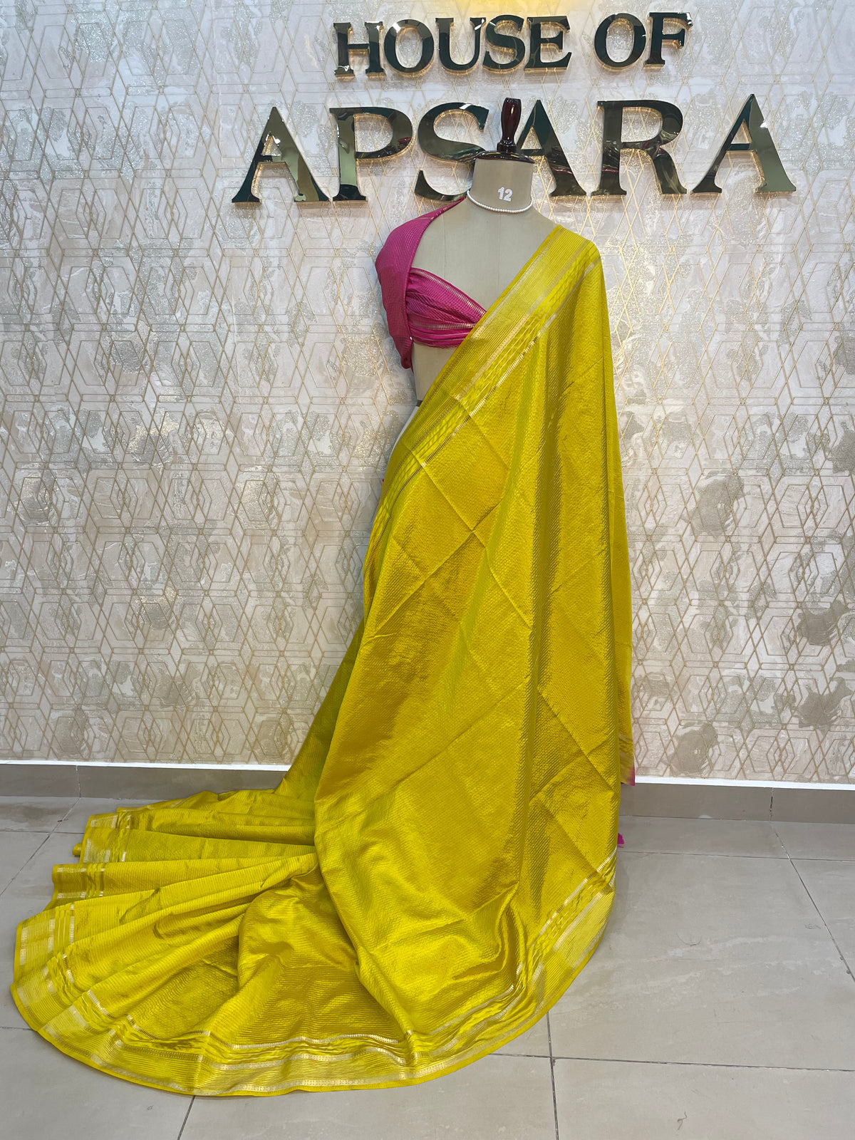 Yellow Checks Cotton Silk Saree 13