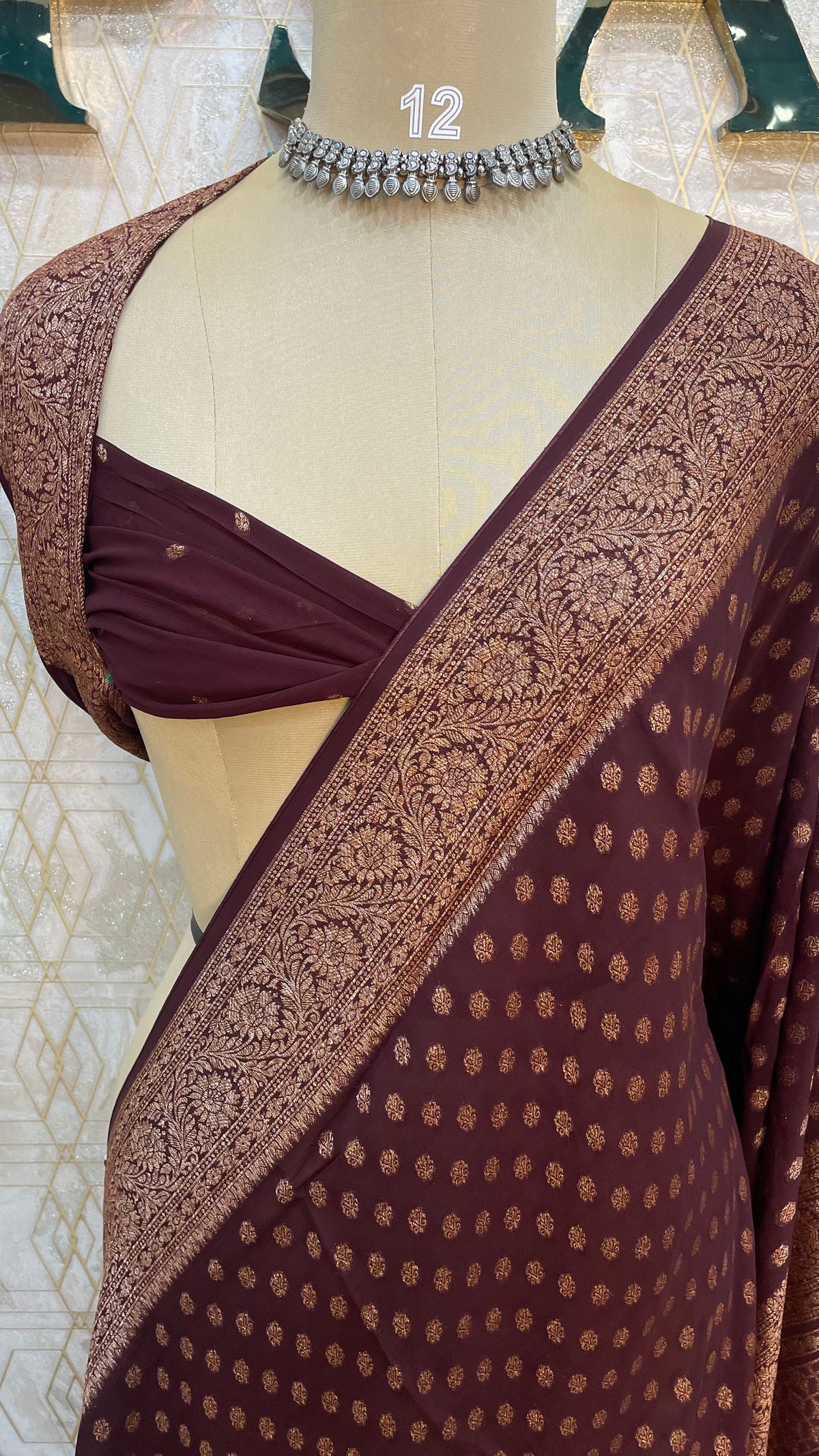 Brown Banarasi Georgette Saree 96