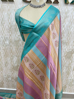 Sky Blue Satin Stripes Saree 37