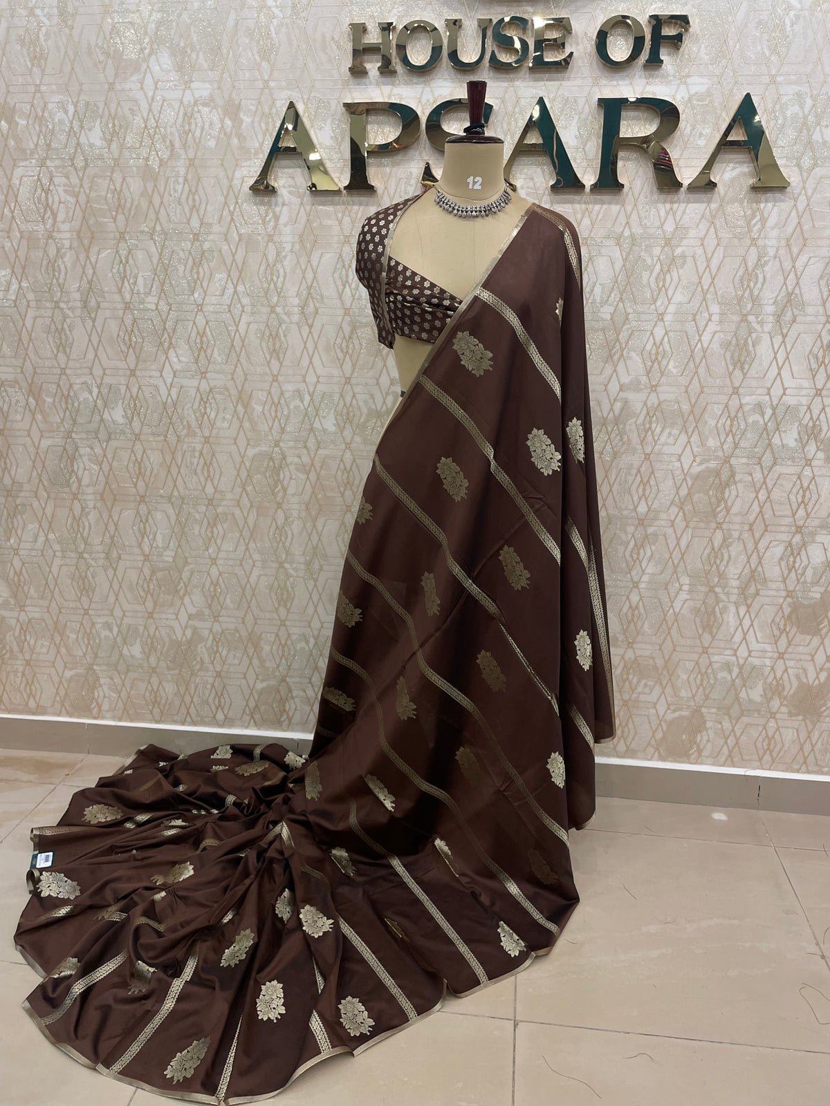 Brown Soft Silk Stripes Saree 48