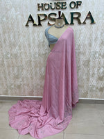 Baby Pink Chinon Zari Embroidery Saree 44