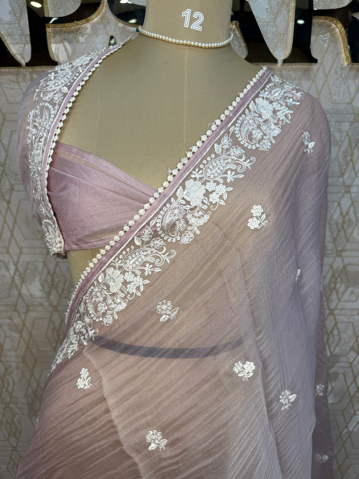 Baby Pink Tissue Shimmer with Sequin Saree 69