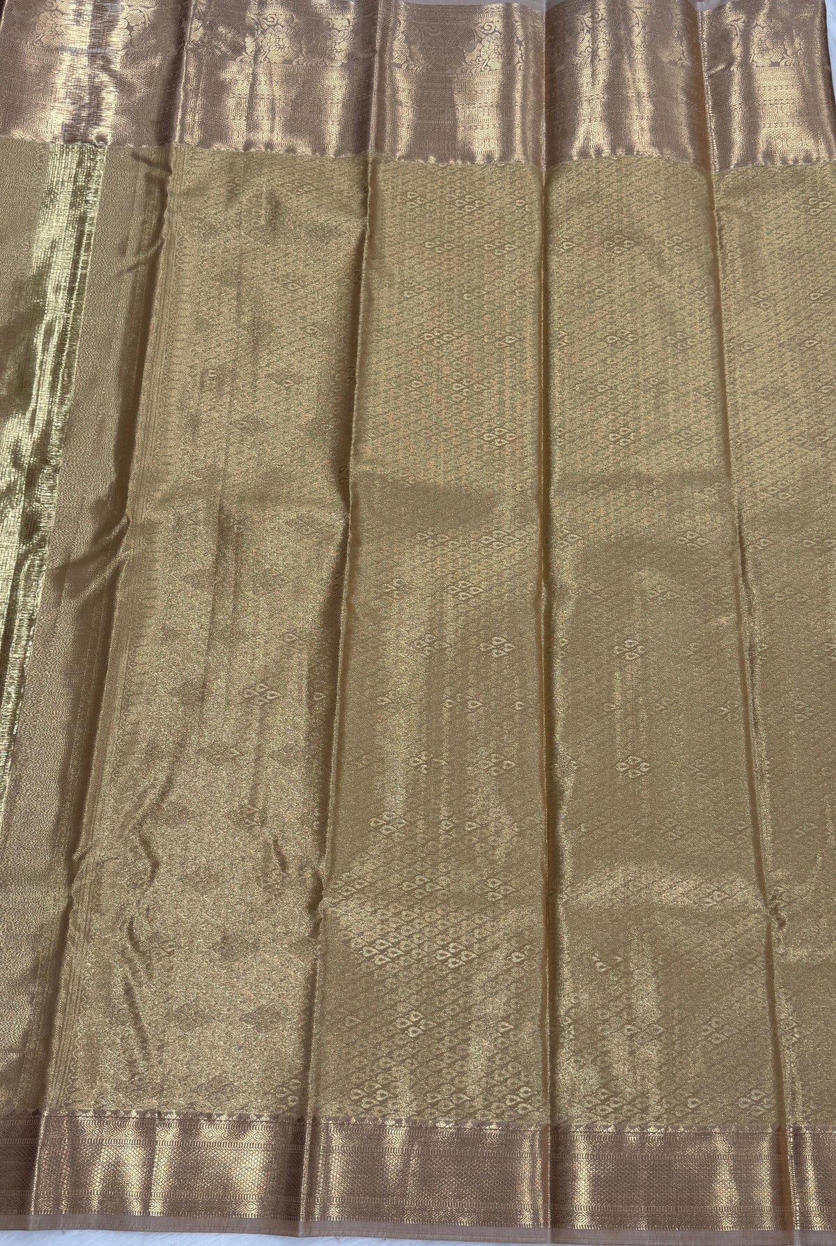 Gold n Beige Brocade Semi Kanchi Tissue Saree