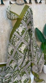 Green Pen Kalamkari Saree 104
