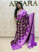 Wine n Purple Khadi Georgette Saree 26
