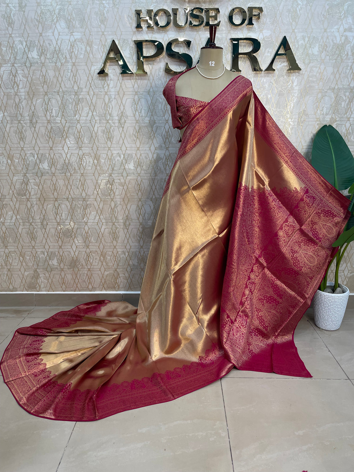 Pink n Gold Tissue Designer Saree 314