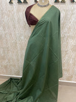 Green n Maroon Checks Cotton Silk Saree 13