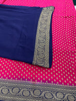 Pink n Purple Pure Khadi Georgette Saree 04