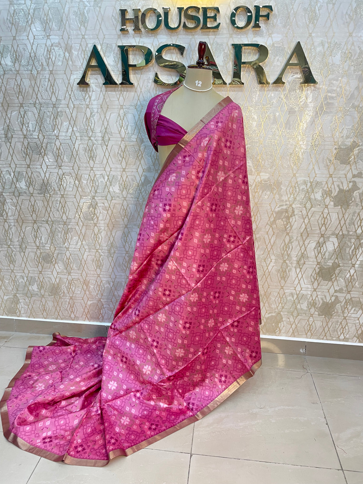 Rani Pink Raw Silk Ikkat Weaving Saree 81
