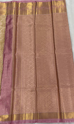 Gold n Pink Brocade Semi Kanchi Tissue Saree