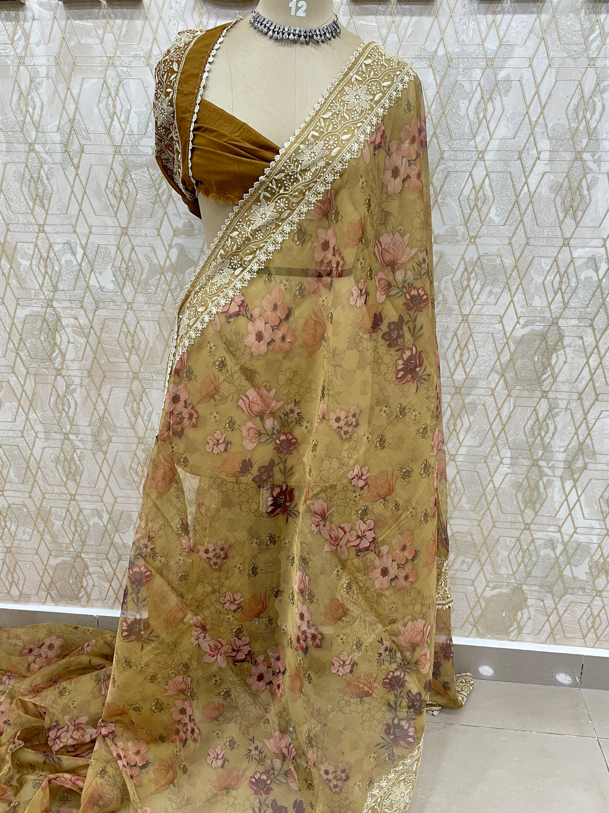 Yellow Soft Organza Embroidery Saree 49