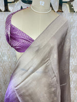 Grey n Purple Semi Tussur Kora Dual Shade Saree 36
