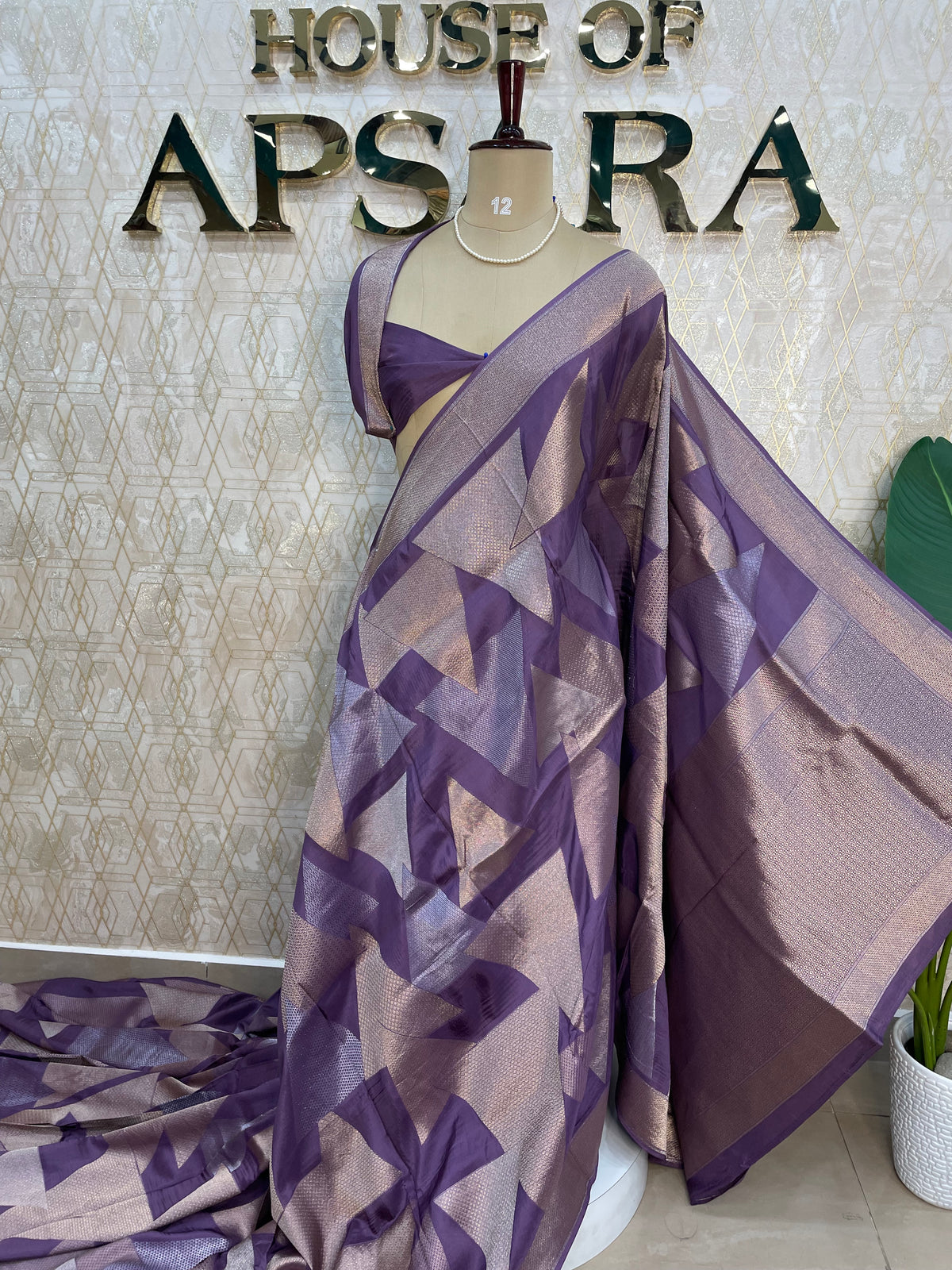 Mauve Purple Banarasi crepe saree 316