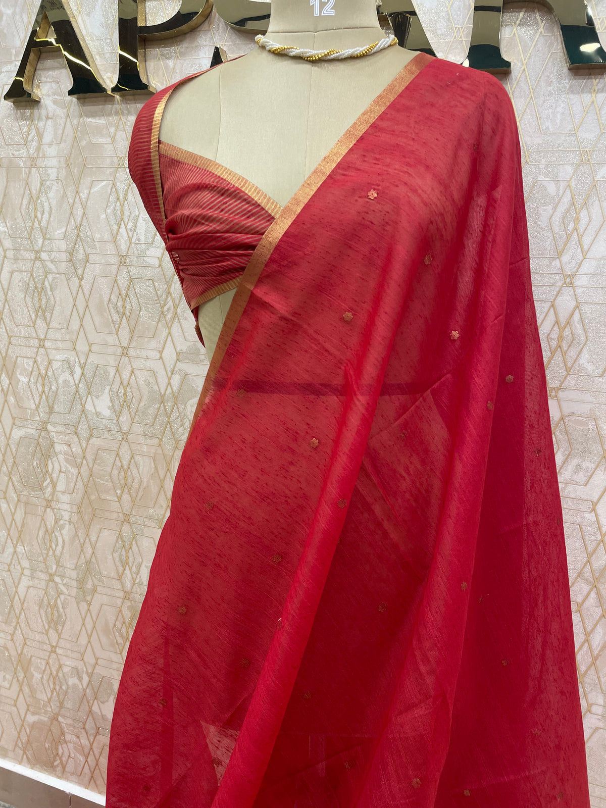 Red Jute Linen Sequence Saree 28