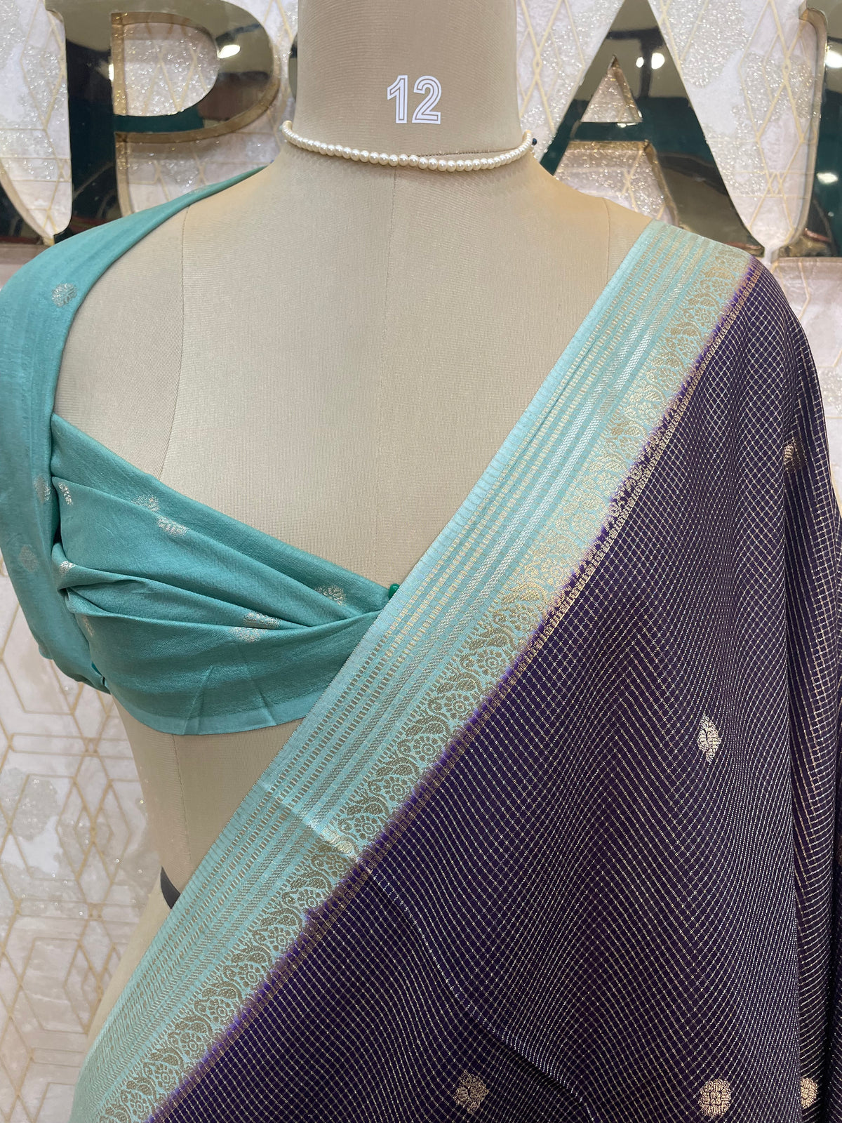 Purple Checks Cotton Silk Saree 13