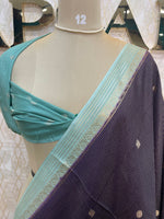 Purple Checks Cotton Silk Saree 13