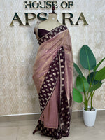 Pink n Maroon Banarasi Soft Tissue Saree 313
