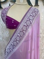 Lilac With Silver Zari Semi Chiffon