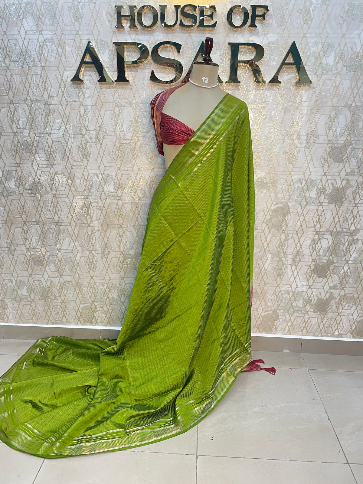 Green Checks Cotton Silk Saree 13