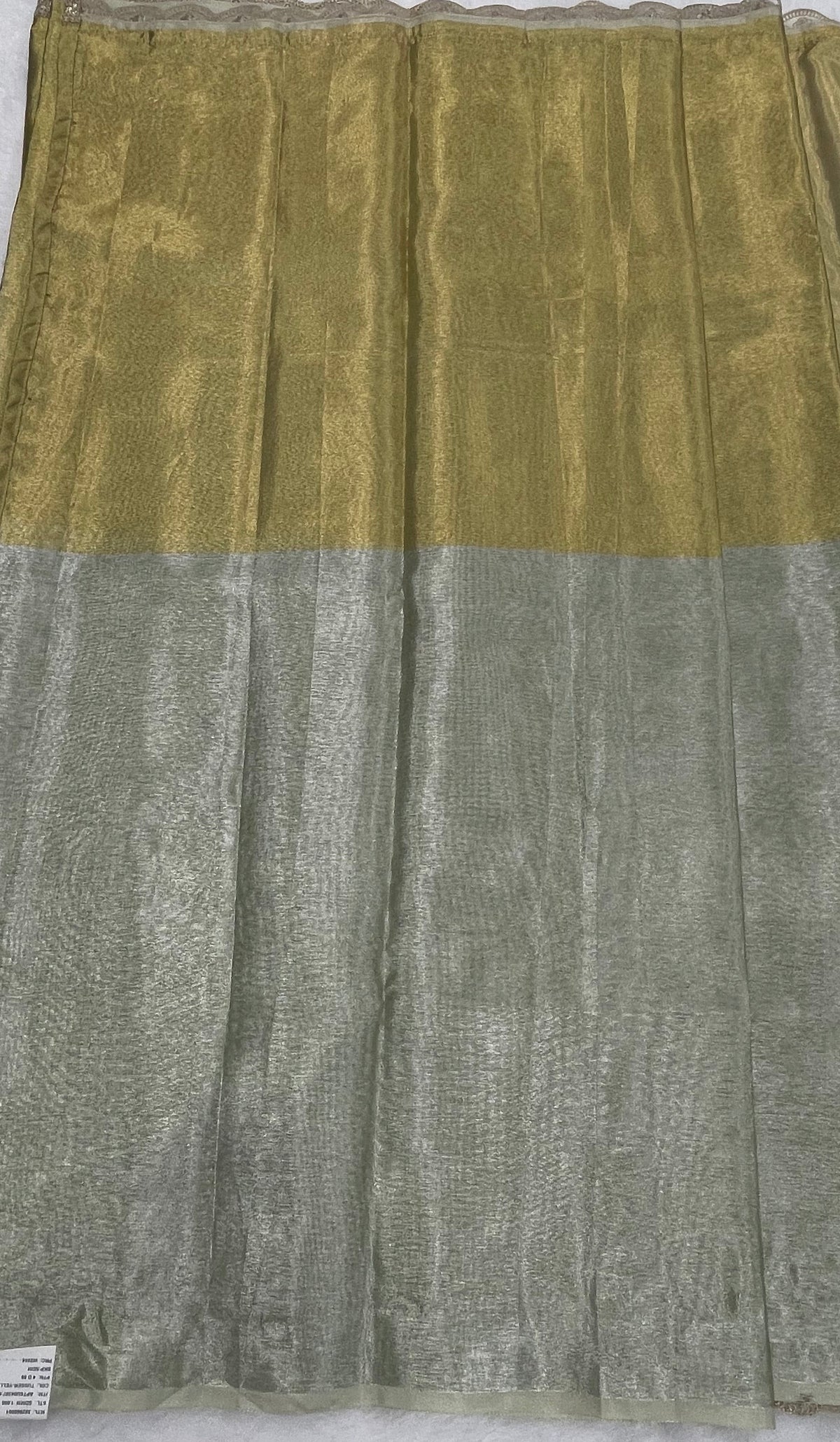 Gold n Pista Green Dual Shade Designer Tissue Saree
