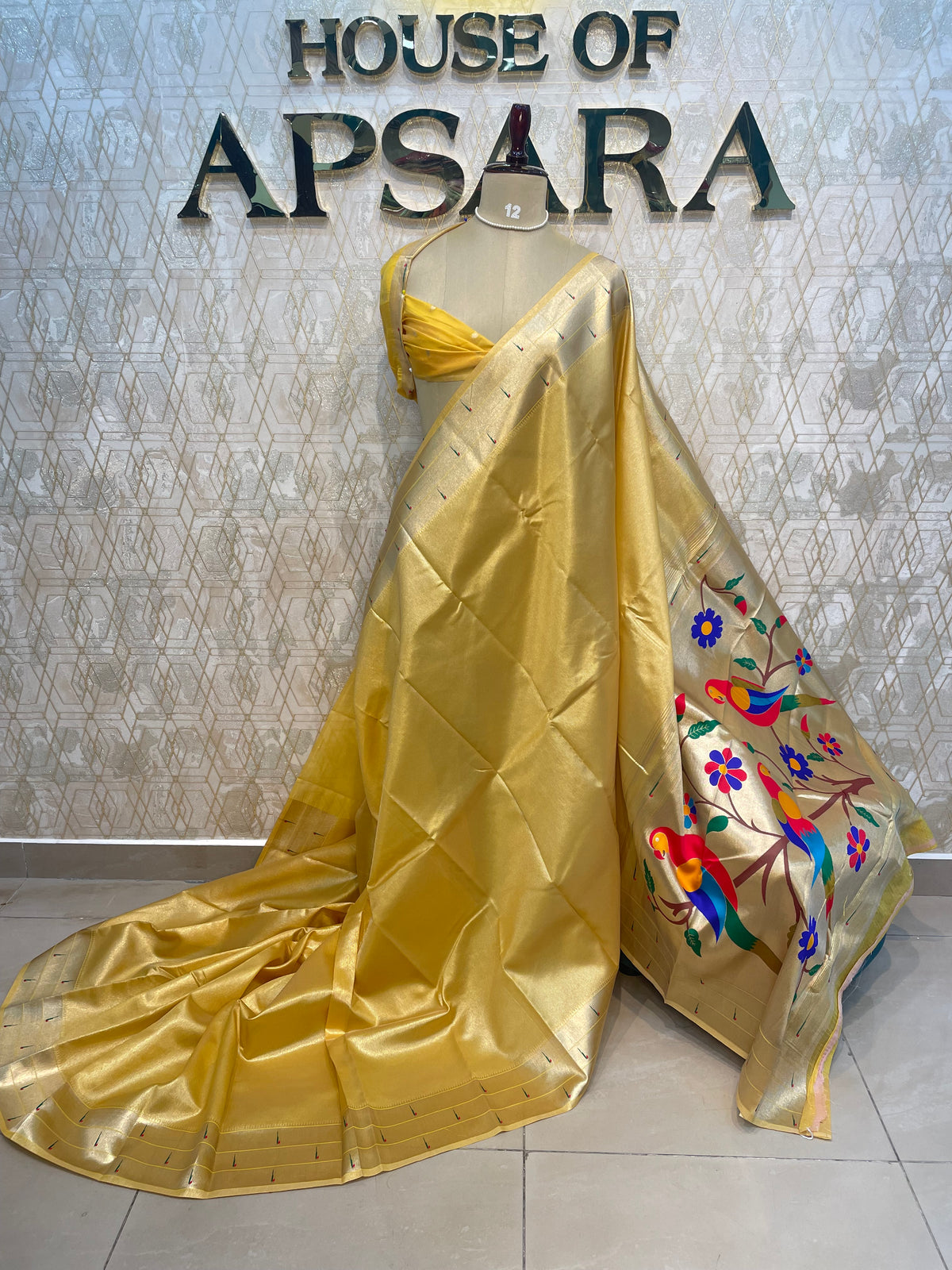 Yellow Tissue Paithani Border Saree 76