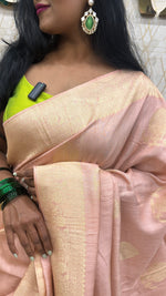 Peach Tussur Crepe Zari Work Saree 21