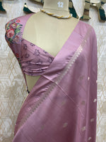 Lilac Banarasi Soft tussarDigital print Saree