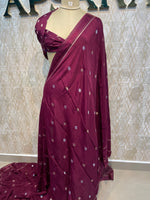 Wine Chinnon Crepe Saree 44