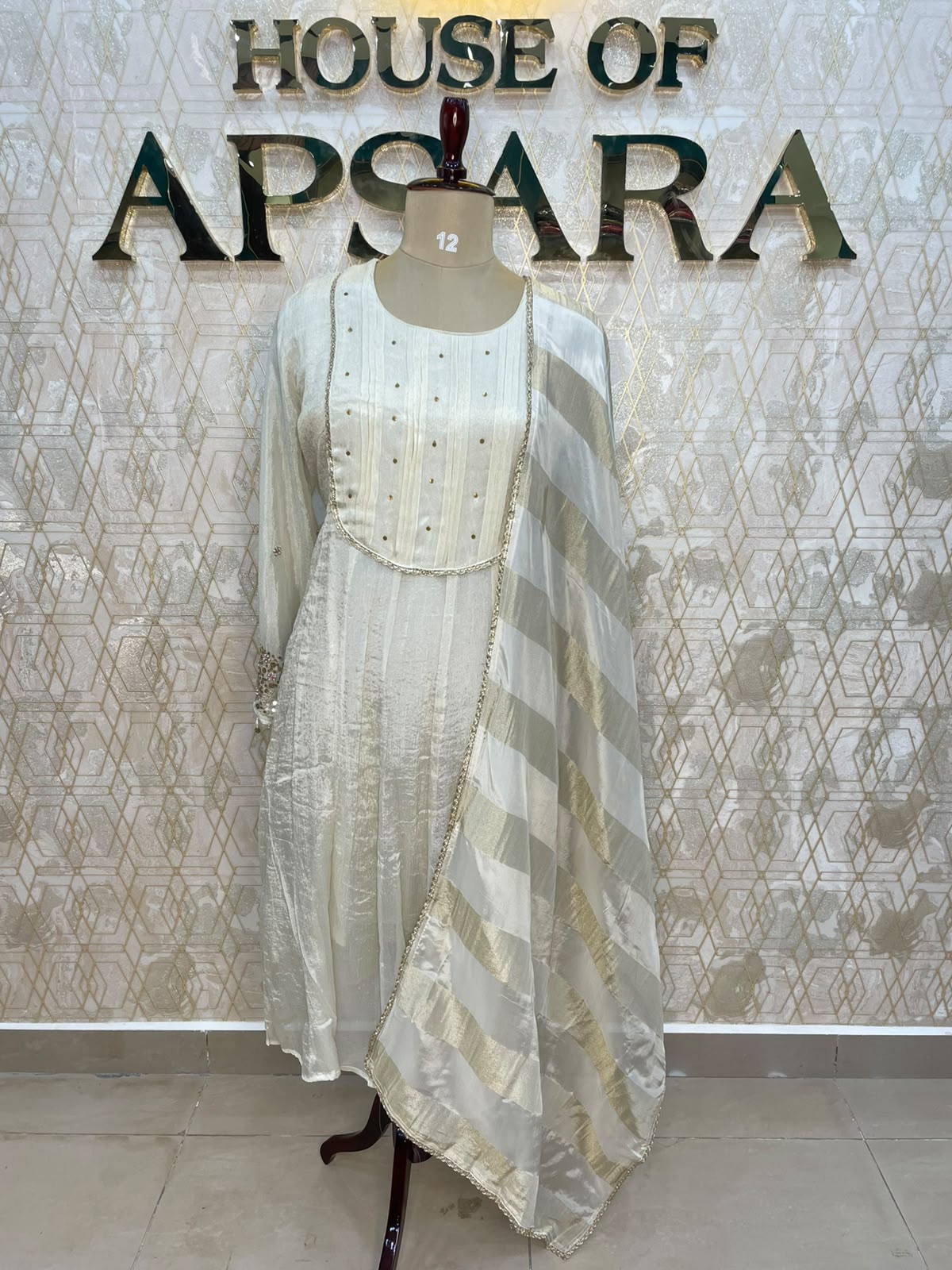 Cream Organza Airline Handwork Kurtha 116