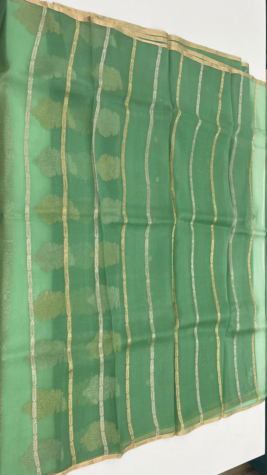 Pista Green Pure Kora Designer saree 02