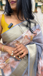 Grey Organza Digital Print Designer Saree 09