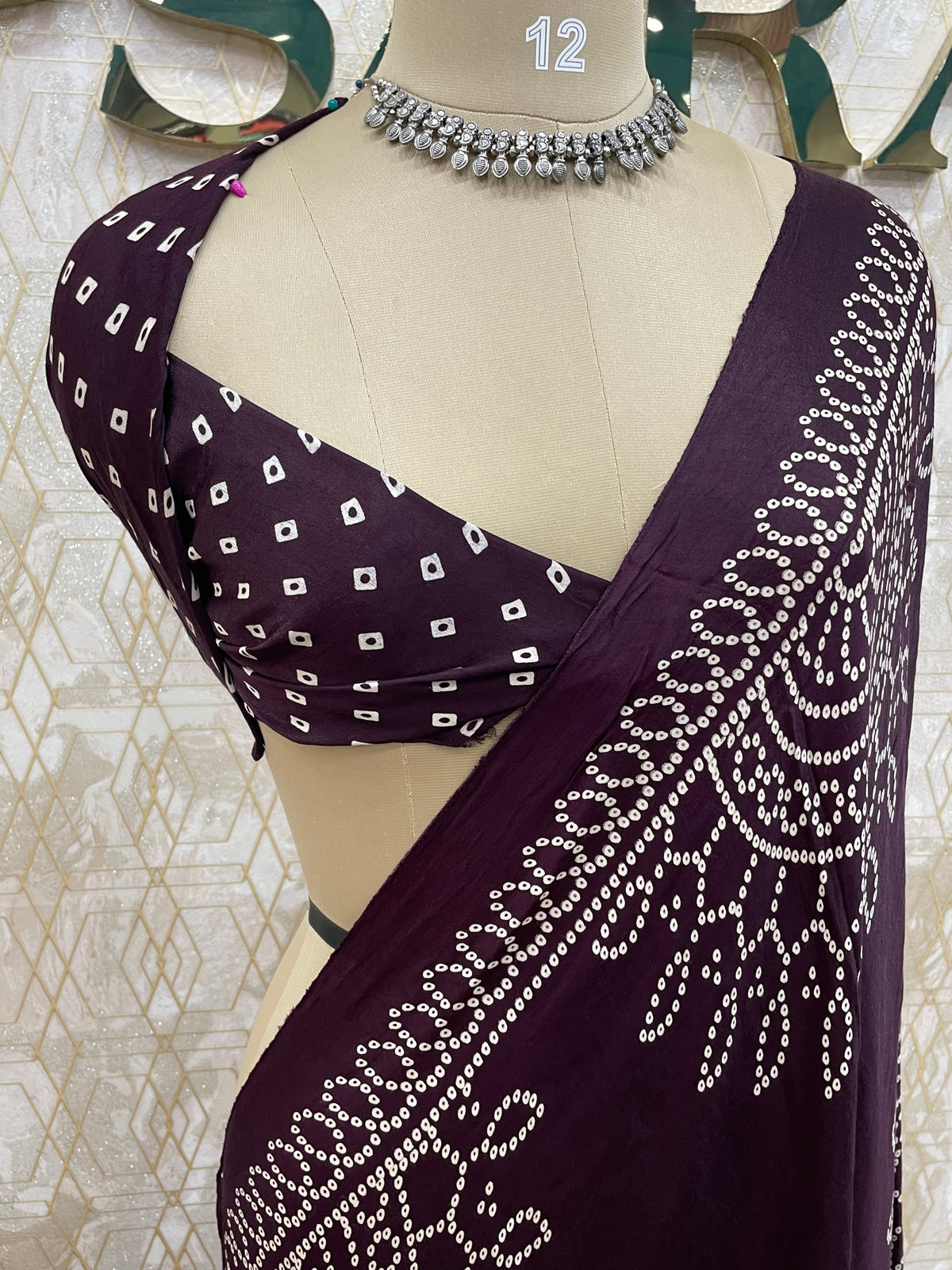Dark Brown Bandhini Semi Modal Silk Saree 42