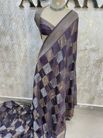 Dark Purple Chiniya Crepe Saree 29