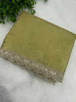 Gold n Pista Green Dual Shade Designer Tissue Saree