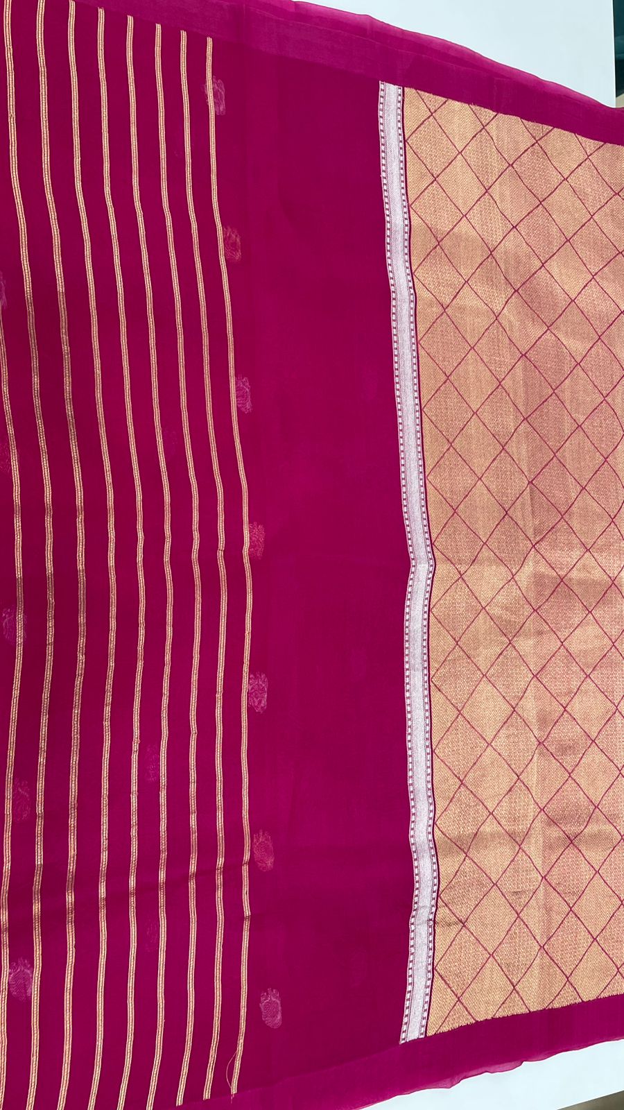 Rani Pink Pure Kora Designer saree 02
