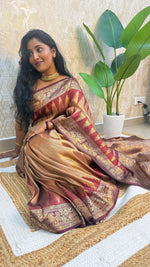 Gold n Maroon Semi Silk Saree 97