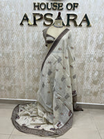 Cream n Brown Lenin Saree 52