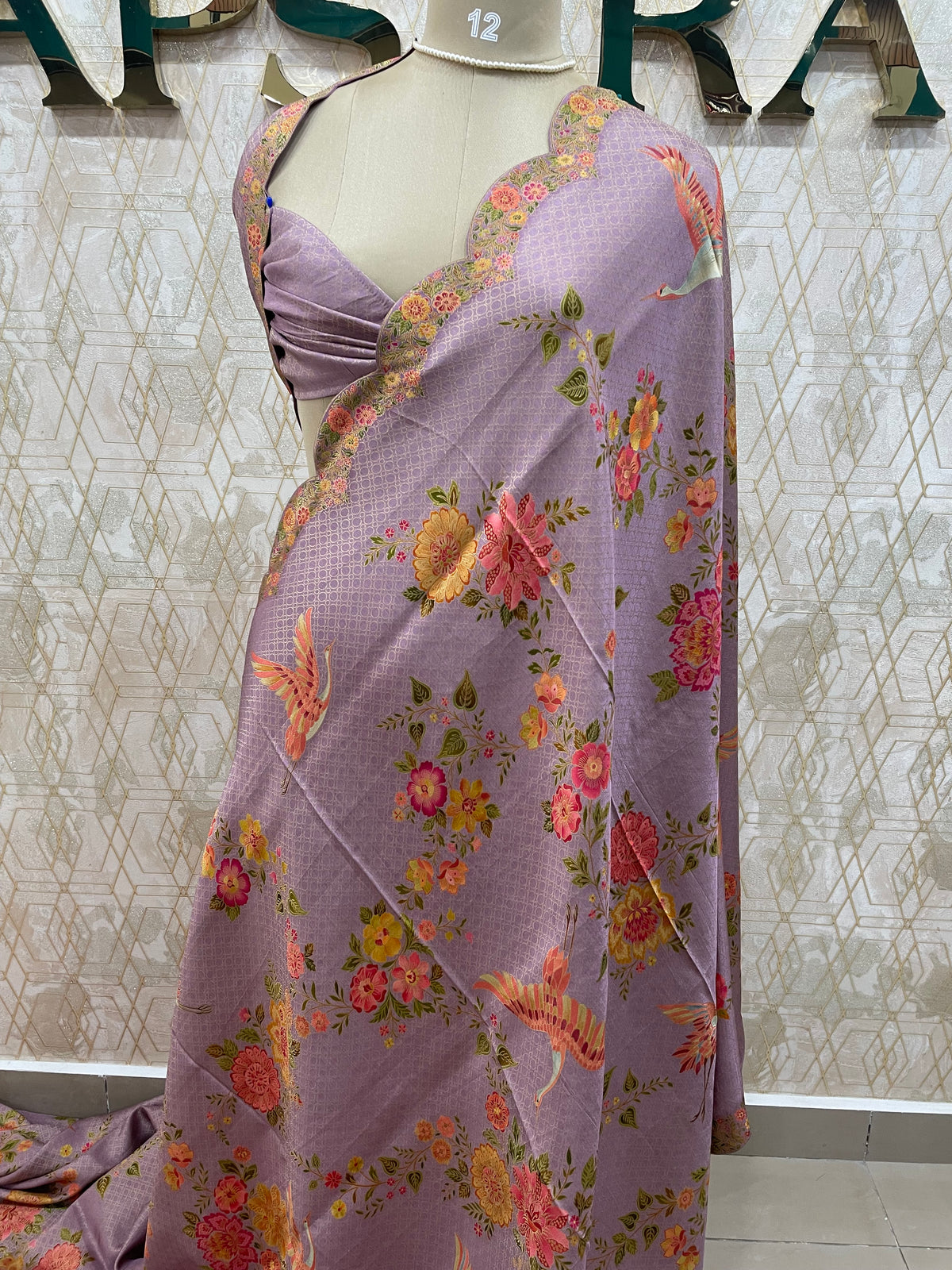 Lilac Dola Crepe Silk Saree 25