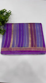 Purple Pure Rangkart Kora Stripes Organza saree 02