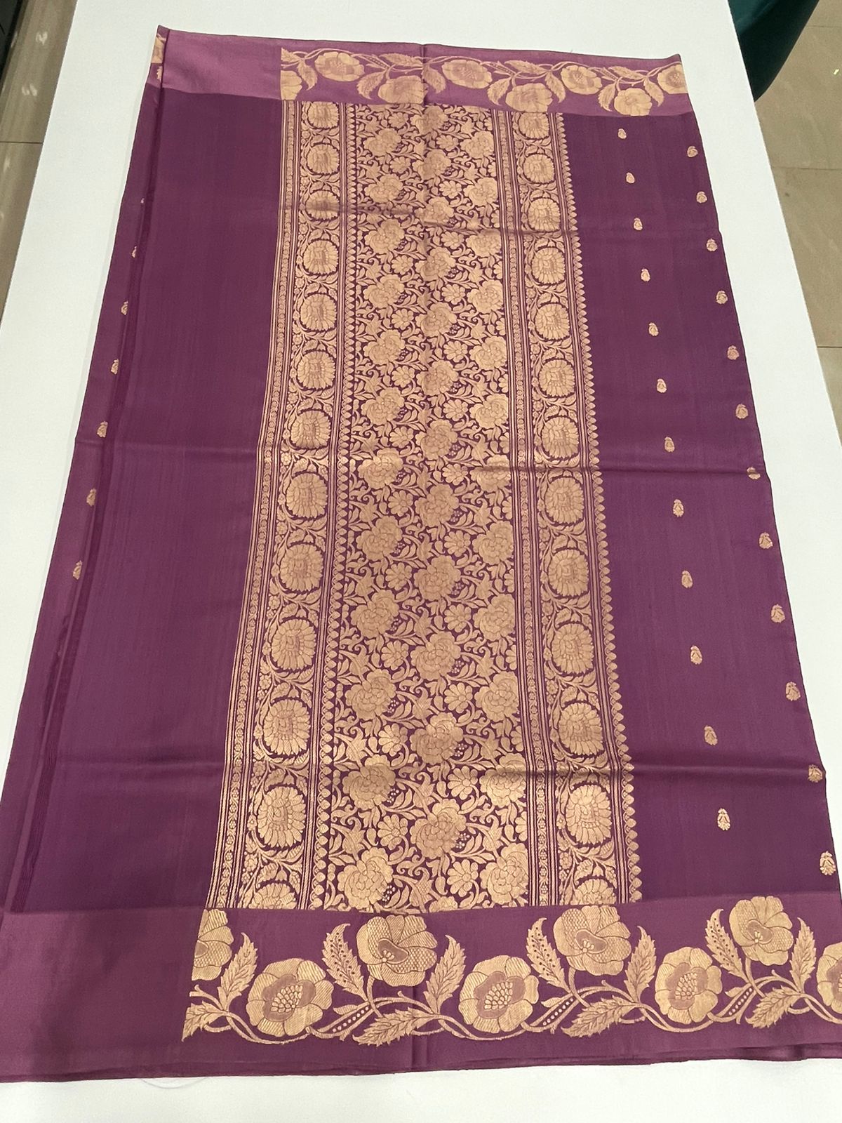 Onion Pink Pure Katan Designer saree 02