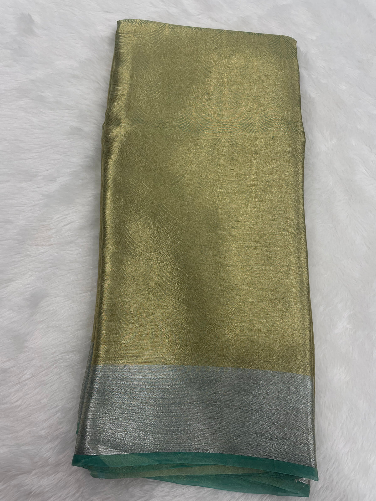 Gold n Green Pure Tissue Brocade Saree 11