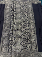 Black Satin Mashru Silk Saree 07